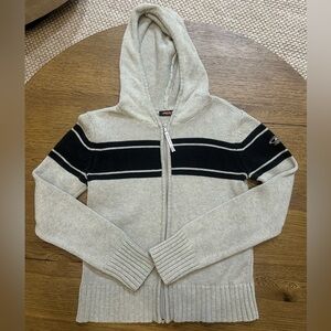 DKNY Gray and Black Hooded Zip Up